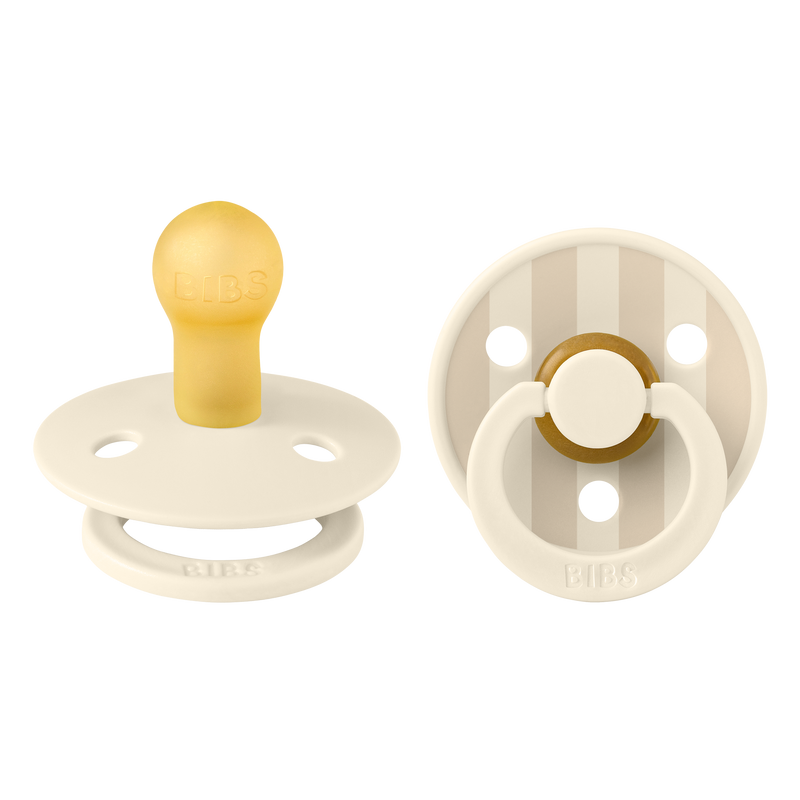 BIBS STUDIO COLOUR 條紋圓形乳膠玩咀 兩件裝