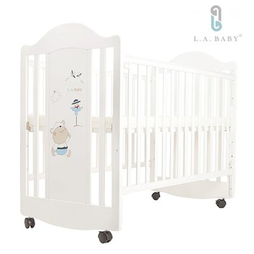 LA BABY 15010 嬰兒木床(白色) 送床褥 + 床上套裝 (3選1) + ALEVA 3件護理用品