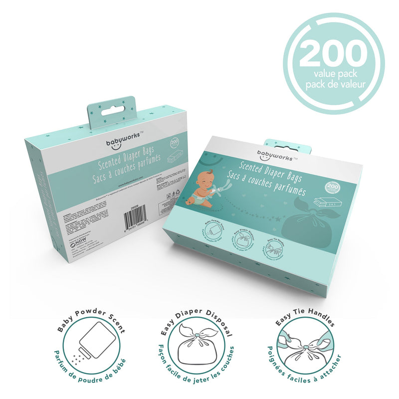 BABYWORKS 尿片即棄香氣膠袋- 200片 X3件