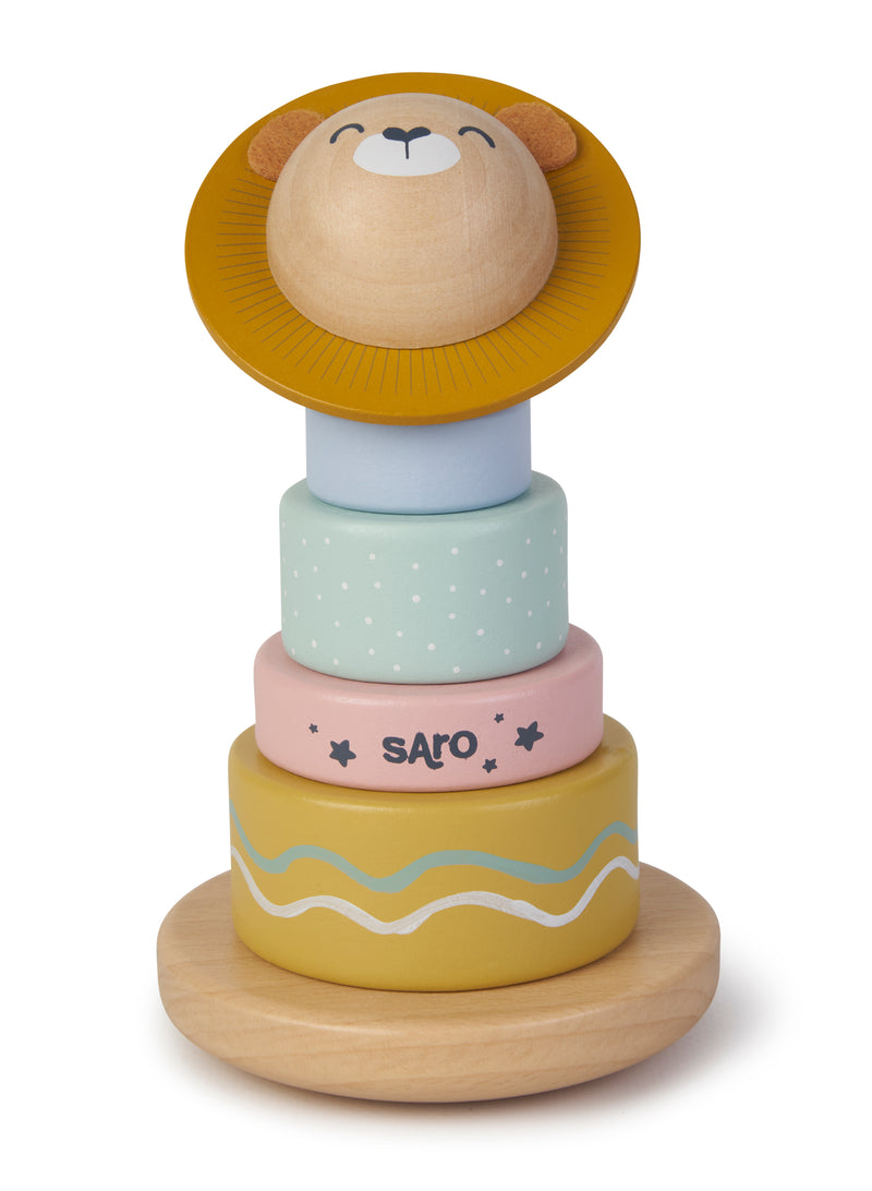 -SARO BABY WOODEN STACKING TOY 木製小獅疊疊樂