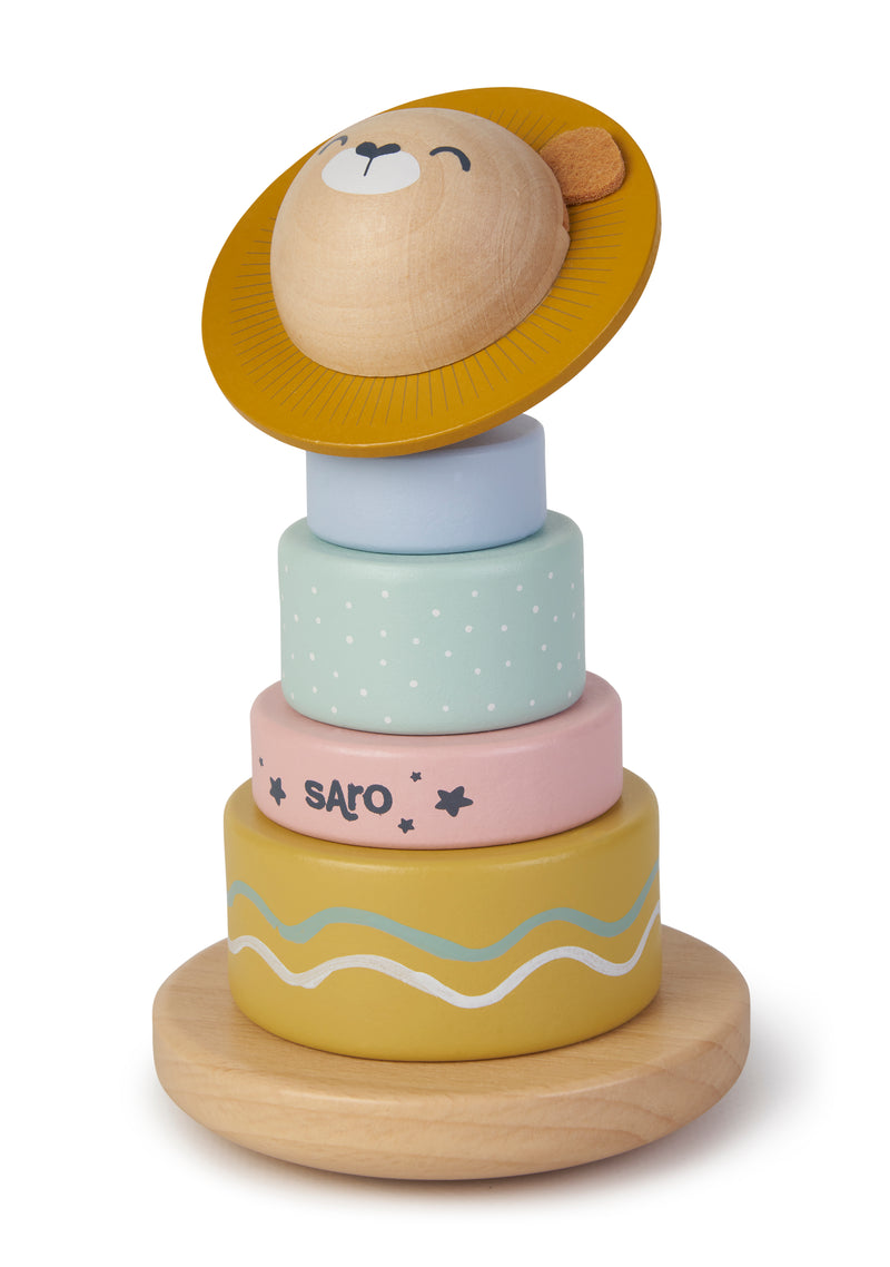 -SARO BABY WOODEN STACKING TOY 木製小獅疊疊樂