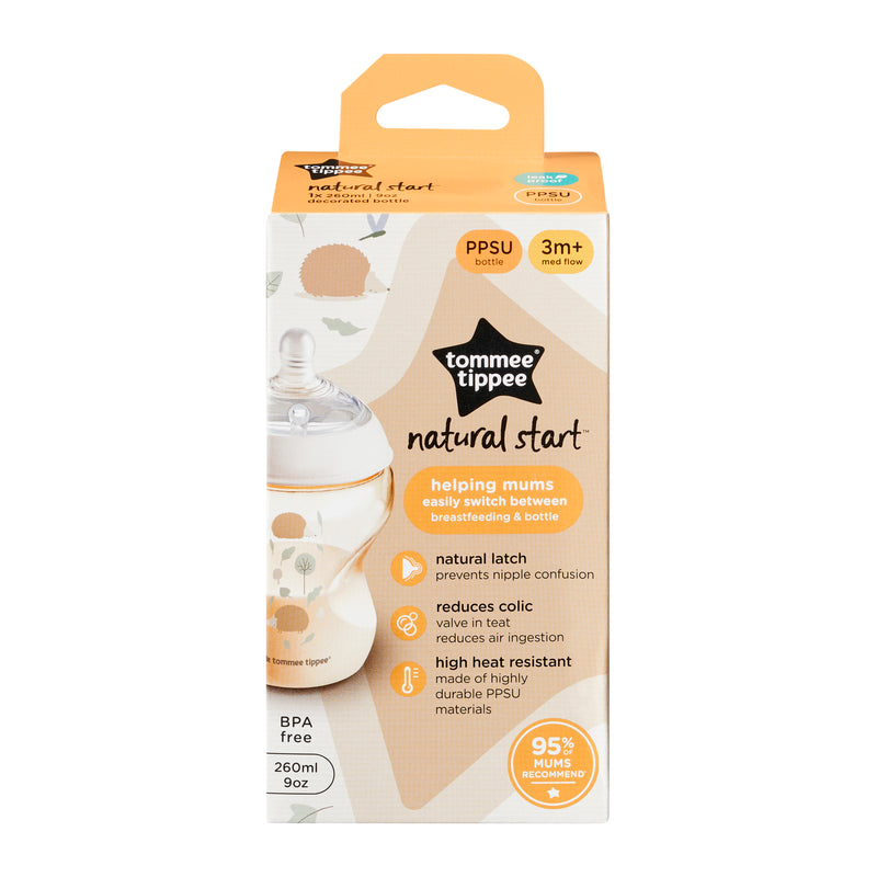 【公價貨品】NATUAL START 260ML PPSU 印花奶瓶附超級柔軟中流量奶嘴