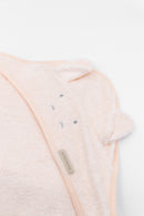 BAMBOOM 嬰兒連帽浴巾連沐浴手套75X75CM-河馬/蜜桃粉