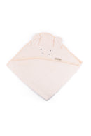 BAMBOOM 嬰兒連帽浴巾100X100CM-河馬/蜜桃粉