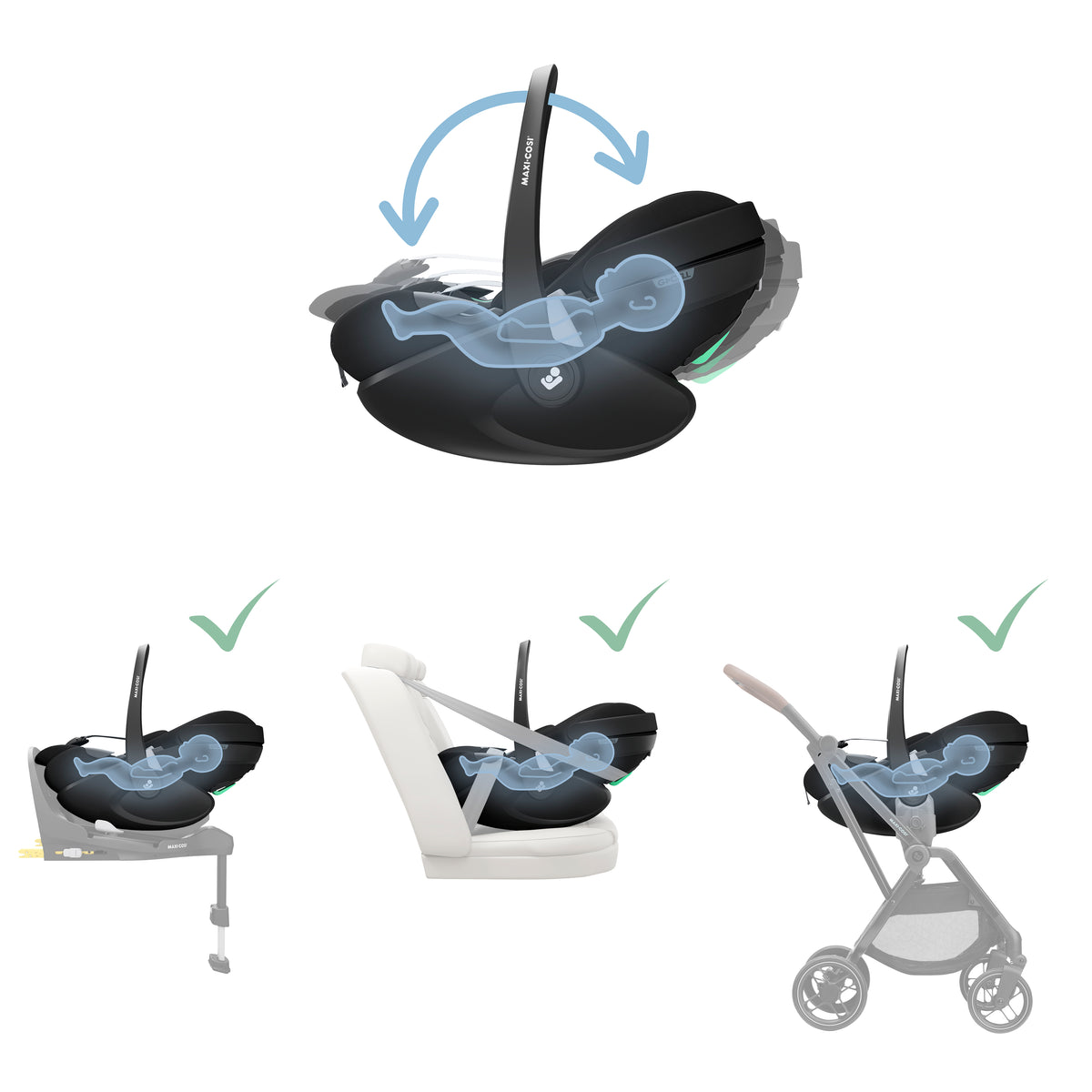 maxi cosi pebble slidetech MAXI COSI SlideTech™ 套裝(PEBBLE 360 PRO 汽車座椅+ 底坐)