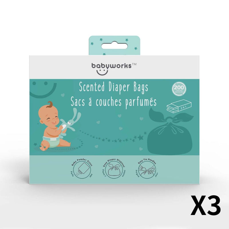 BABYWORKS 尿片即棄香氣膠袋- 200片 X3件
