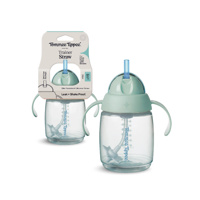 【公價貨品】TOMMEE TIPPEE 雙耳防漏吸管杯 240ml 奶油綠