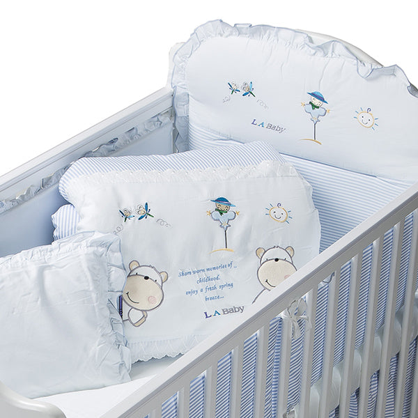 LA BABY 2200 嬰兒木床 (原木/白色) 送床褥 + 床上套裝7件裝 (4選1)