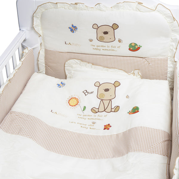 LA BABY 2100F 嬰兒木床(白色) 送床褥 + 床上套裝7件裝 (4選1)