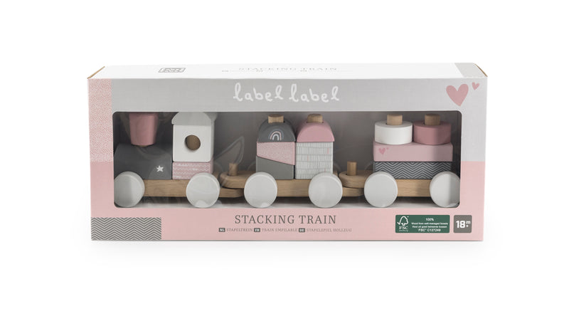 LABEL LABEL 木製層層疊火車-粉藍/粉紅