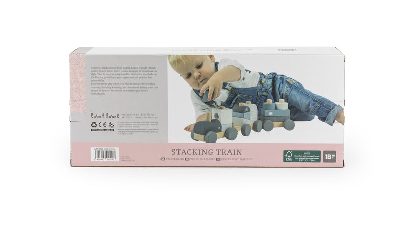 LABEL LABEL 木製層層疊火車-粉藍/粉紅
