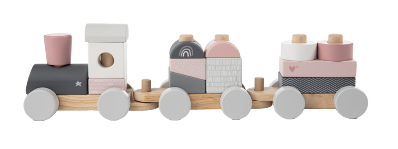 LABEL LABEL 木製層層疊火車-粉藍/粉紅
