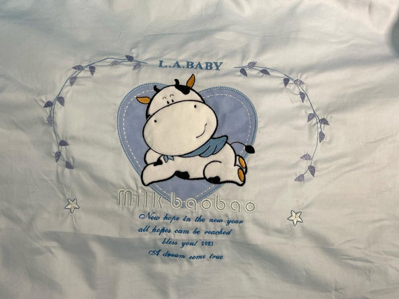 牛寶寶 6件嬰兒床上套裝 (M/藍)