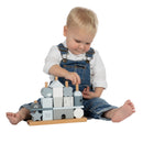 LABEL LABEL 木製層層疊積木屋-粉藍/粉紅