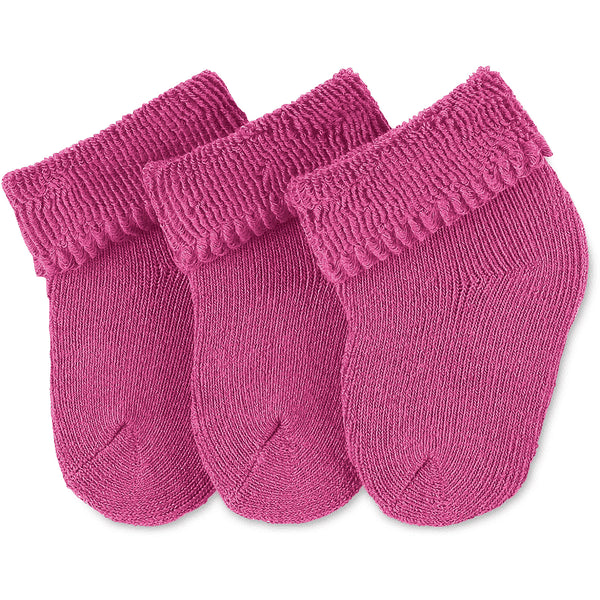 初生嬰兒襪(3對裝) 酒紅色