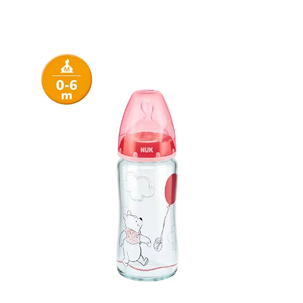 【公價貨品】迪士尼小熊維尼240ML寬口玻璃奶瓶/矽膠奶咀