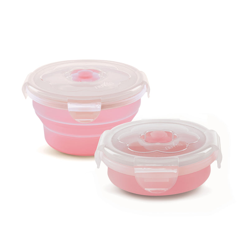 摺疊矽膠食物盒 540ml (粉紅/ 粉藍)