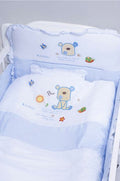 向日葵花園7件嬰兒床上套裝 M (米白/藍色)
