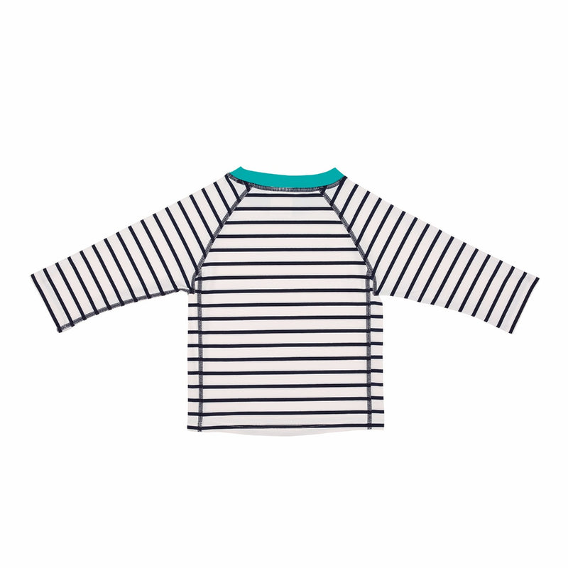 男童防UV50+長袖游泳上衣（藍白間條）